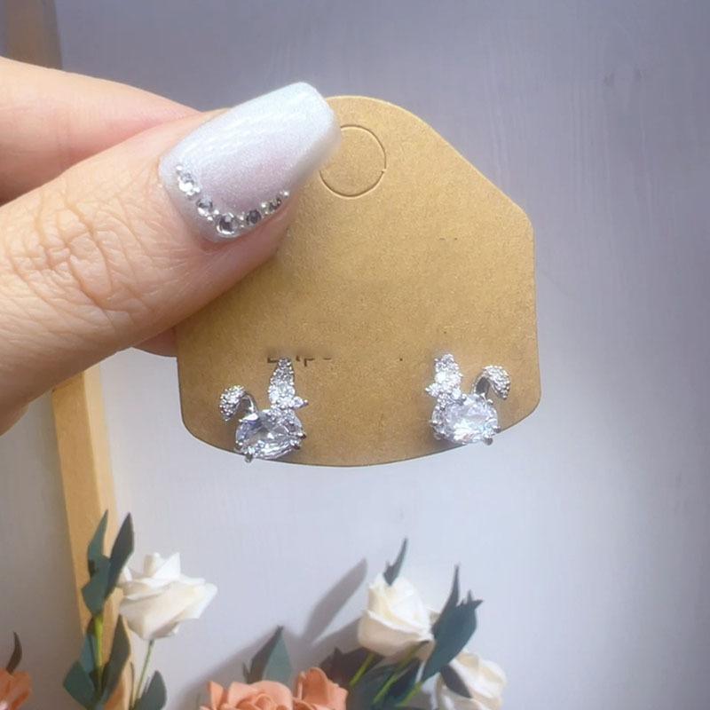 

Zircon rabbit earrings exquisite small high-end stud earrings fashionable and versatile light luxury temperament earrings