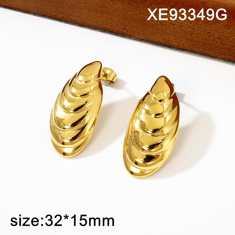 European Geometric Gold-Plated Titanium Steel Earrings for Women - Chic Metallic Ear Ornaments
