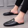 2026 Open-back Slide Sandals Half Shoes For Men Outdoor Mules Homme Leather Backless Loafers Slippers Men Casual Shoes Moccasins