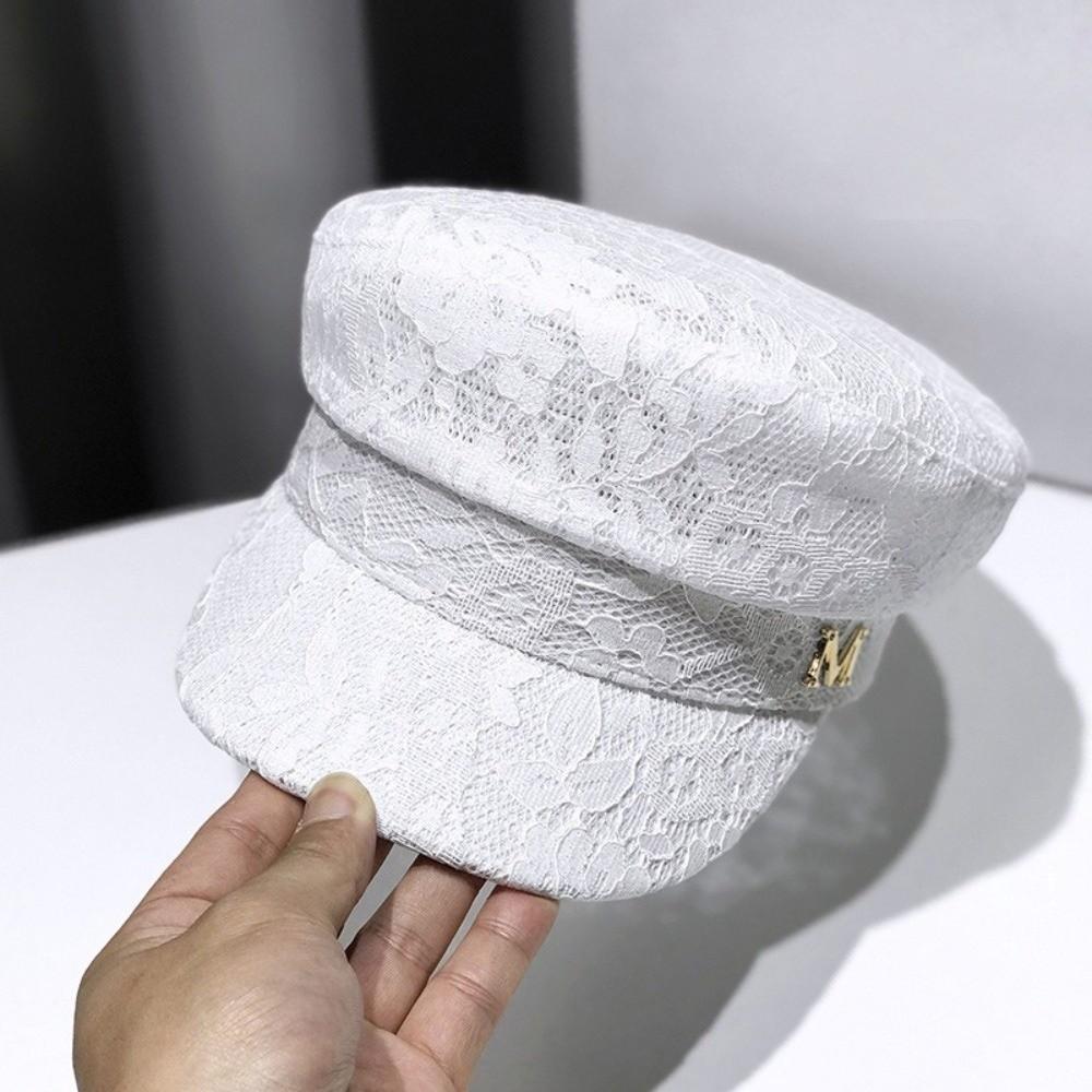 Fashion Lace Women'S Lace Beret Cap Vintage Sun Protection Baker Boy Cap Breathable Mesh Sailor Beret Cap Women