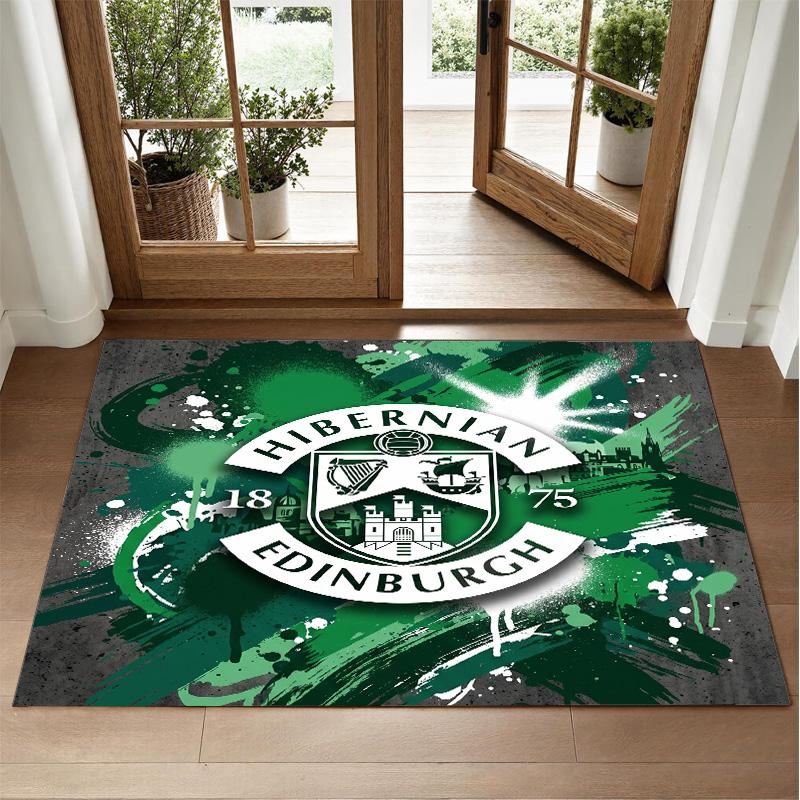 Hibernian FC Design Crystal Velvet Rug Soft Decorative Mat for Bedroom Entrance