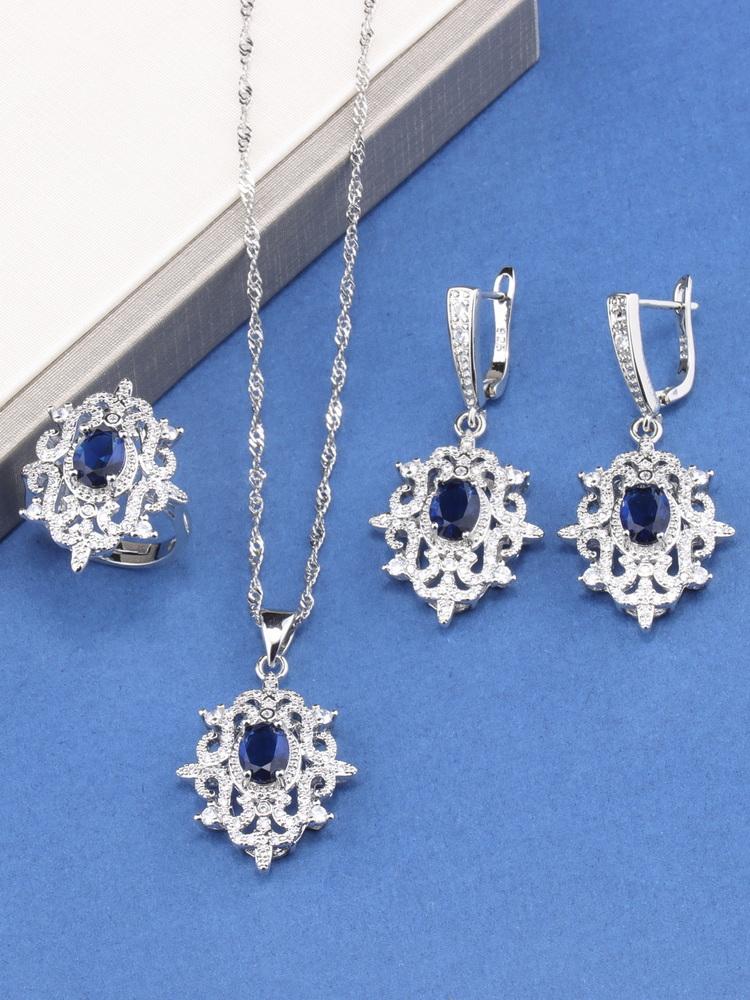 New Wedding Bridal Luxury Fine Jewelry&Accessory For Women Gift Sets Charm Bracelet Necklace And Earrings Ring