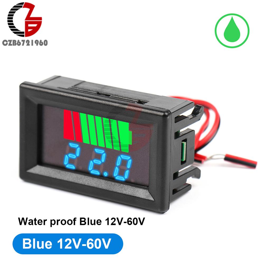 Car Battery Charge Level Indicator 12V 24V 36V 48V 60V 72V Lithium Battery Capacity Meter 0.56" LED Digital Voltmeter Tester