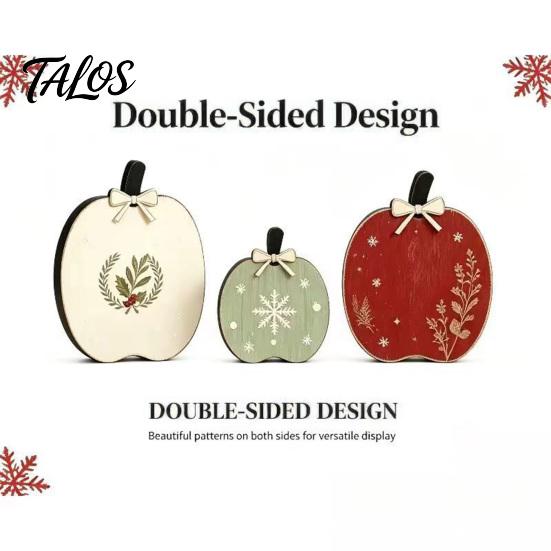Christmas Farmhouse Mantel Accents 3Pcs/Set Wooden Ornaments, Rustic Gingerbread Man Tree Tiered Tray Style Festive Decor, Centerpieces for