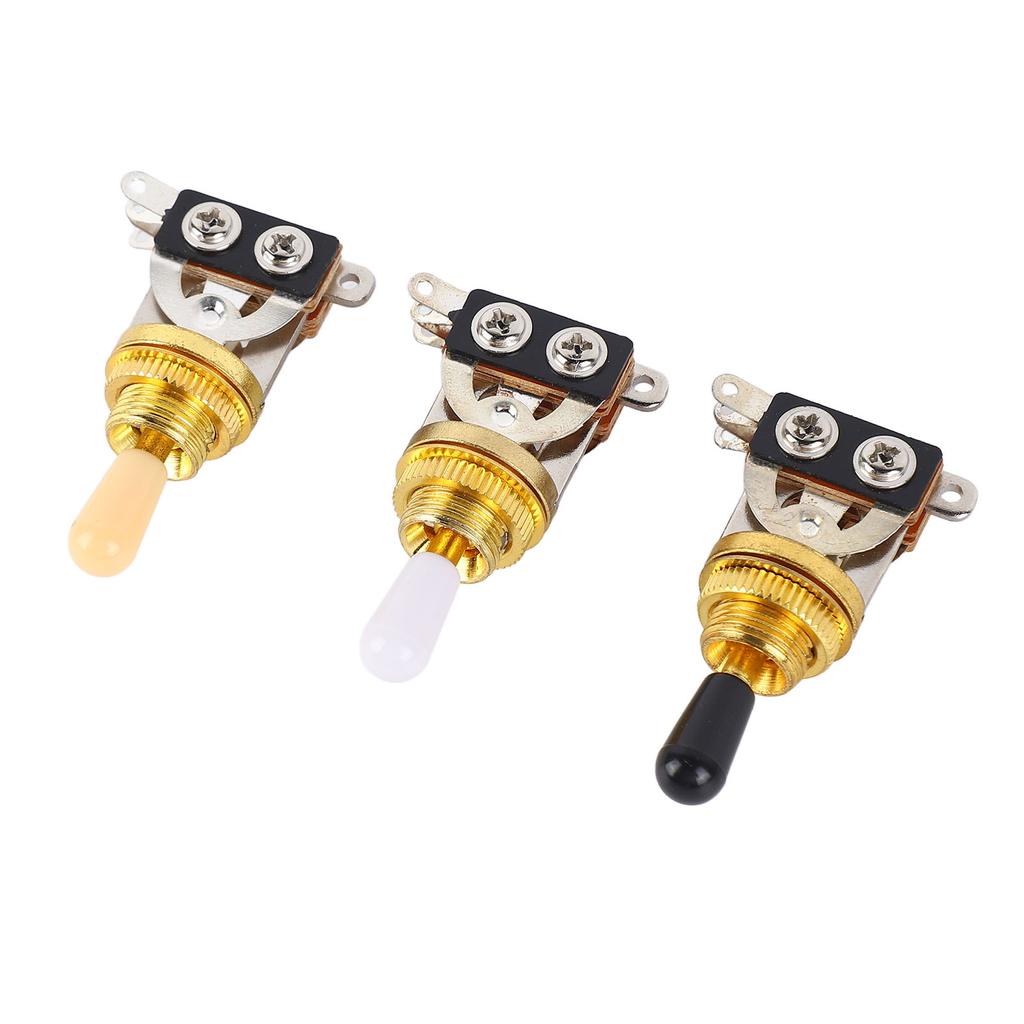 3pcs 3 Way Guitar Toggle Switches Short Straight Switch with Black White Cream Tips for Electric