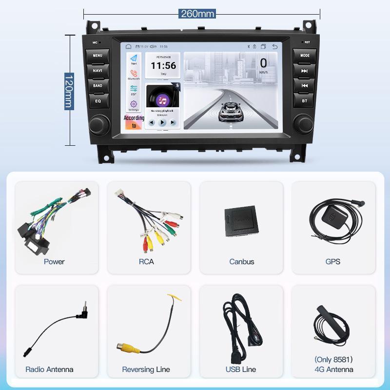 Compatible with Mercedes-Benz CLC-Class W203 Central Control Navigation Screen & Reversing Camera Radio Player