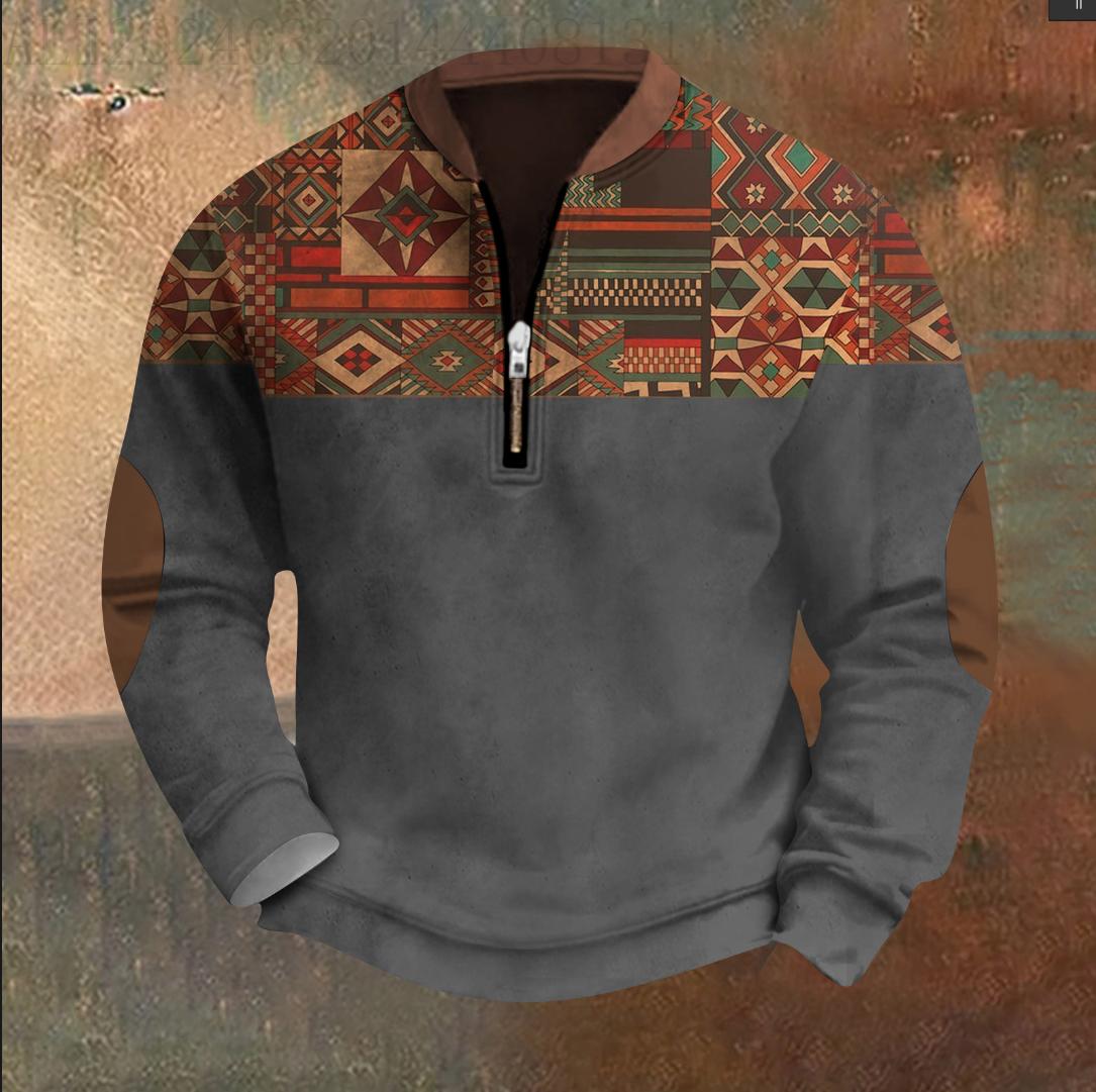 

Мужская повседневная толстовка в стиле ретро с градиентным принтом XL