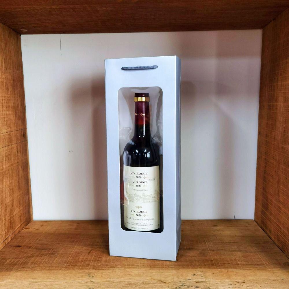 Translucent Kraft Paper Bag with Windows Red Wine Gift Bag Solid Packaging Handbag  Wedding