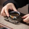 Kiln turned silver black stamping relief craft tea cup Goupin cup antique ceramic master cup tea cup Kung Fu tea set