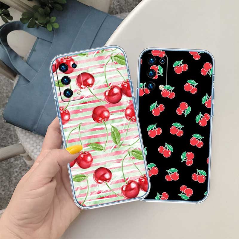 UP21 Kirsche Sommerfrucht Transparente Handyhülle für Motorola Moto Edge 20 30 40 50 S30 Fusion Ultra Pro Neo Lite + G200 G23