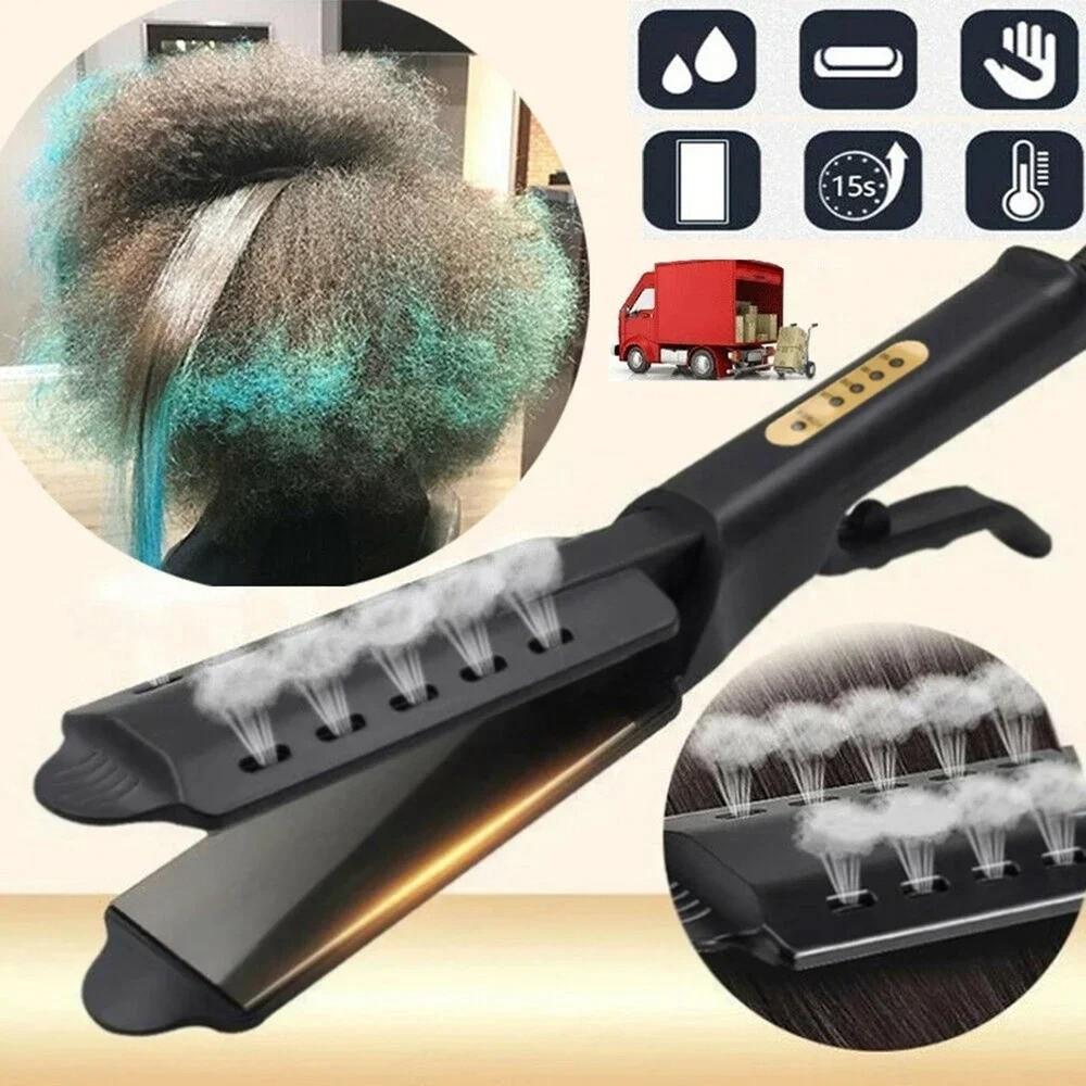 Temperature Adjustable Flat Iron Wide Plate Straightening Iron Professional Straightener  Travel