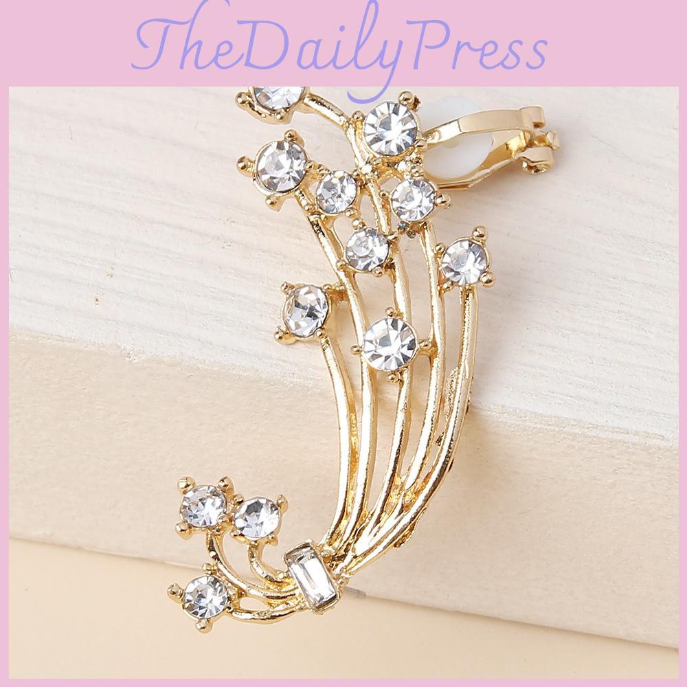 Stylish Rhinestone Floral Earrings With Metal Detailing For Holiday Gift Or Daily Wear