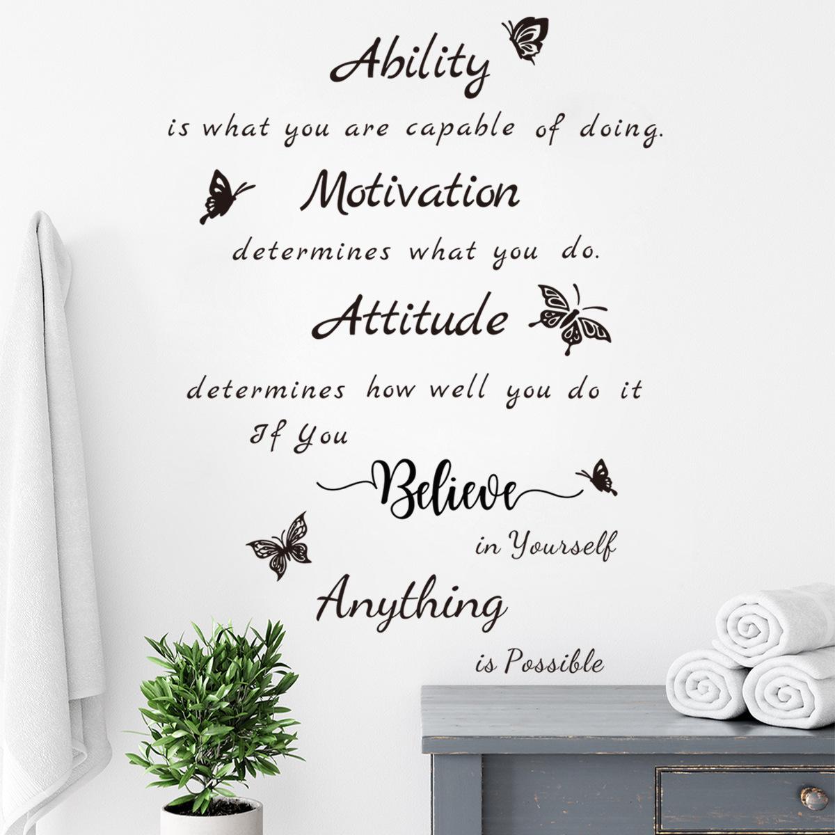 

zsz1774Креативный вдохновляющий EnglishbelieveНаклейки с бабочками Фон гостиной Украшение стены Съемная стена