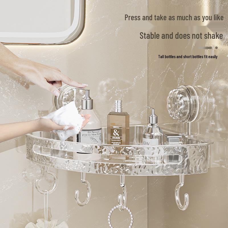 Corrugated Suction Cup Bathroom Triangle Shelf - Punch-Free Wall-Mounted Storage Rack