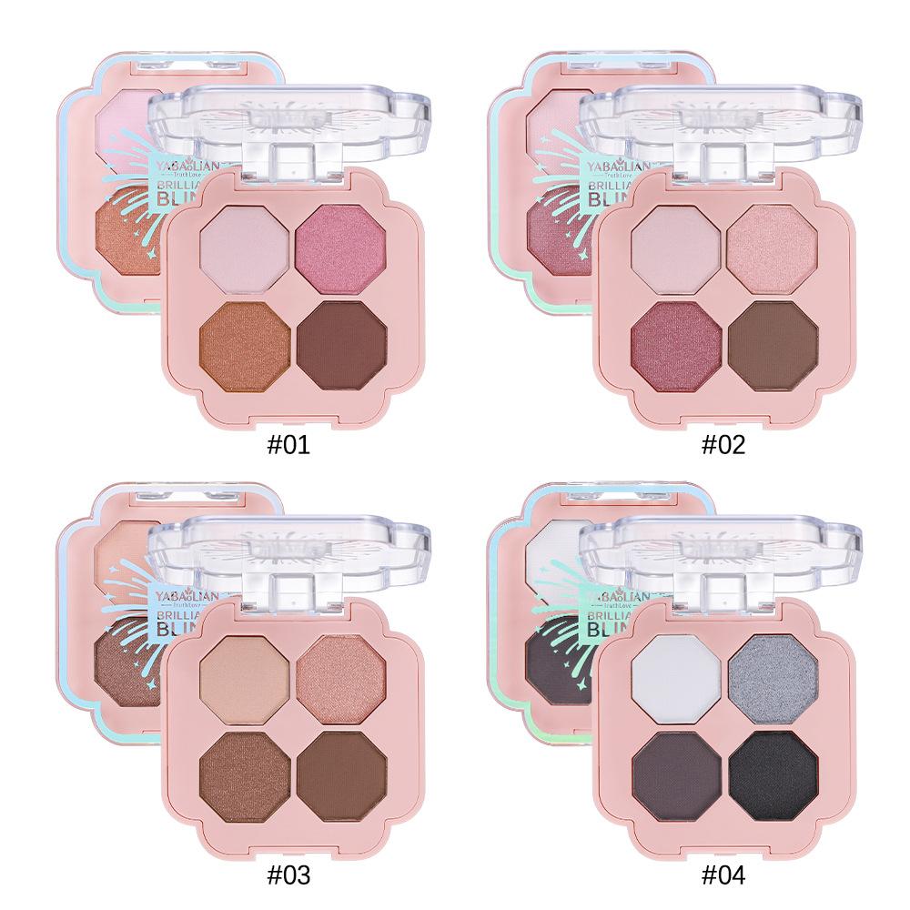 4 Colors Four-leaf Clove Eyeshadow Palette Professional Highlight Shimmer Brightening Long Lasting Eye Shadow Eye Makeup Eye Cosmetic