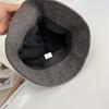Autumn and winter new solid color wool herringbone fisherman hat children versatile warm face cover deep hat barrel bucket hat