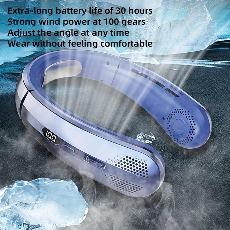 Outdoor Sports Travel Portable Silent Multi-Stage Rechargeable Cooling Fan Leafless Neck Halter Foldable Fan Summer Fan Outdoor