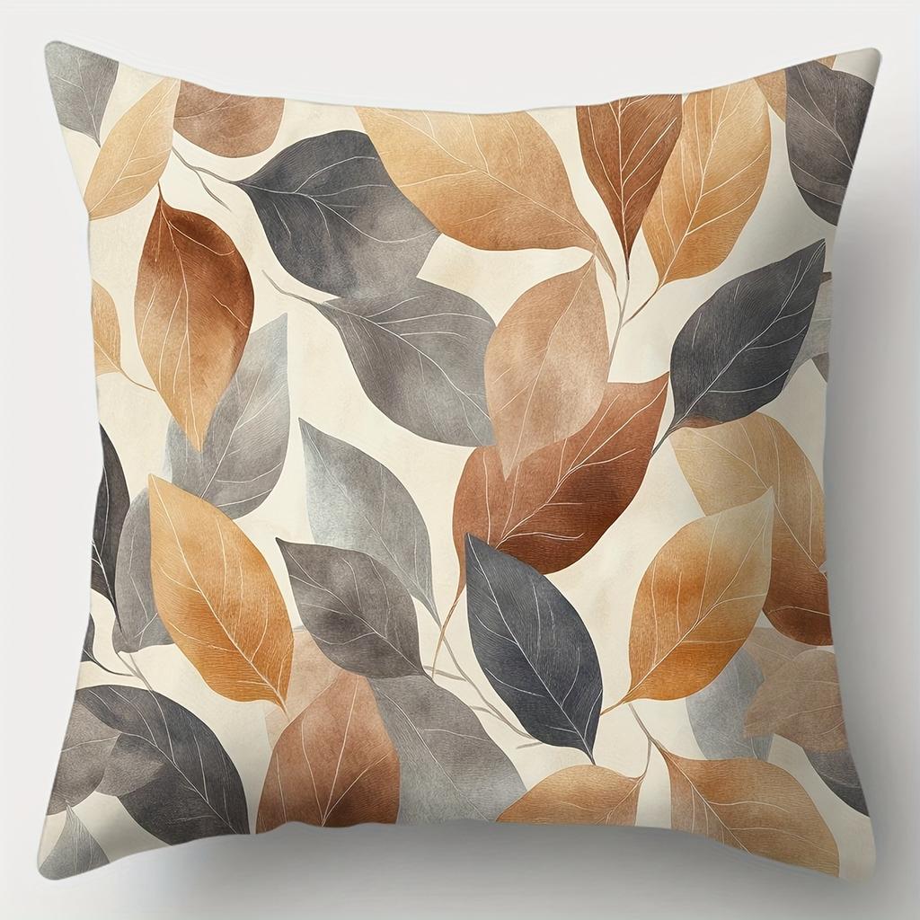 4pcs Set, Sofa Pillowcase, Leaf Element Pillowcase, 17.7"*17.7", Single-sided Print, Home Decoration, Sofa Waist Cushion Cover,