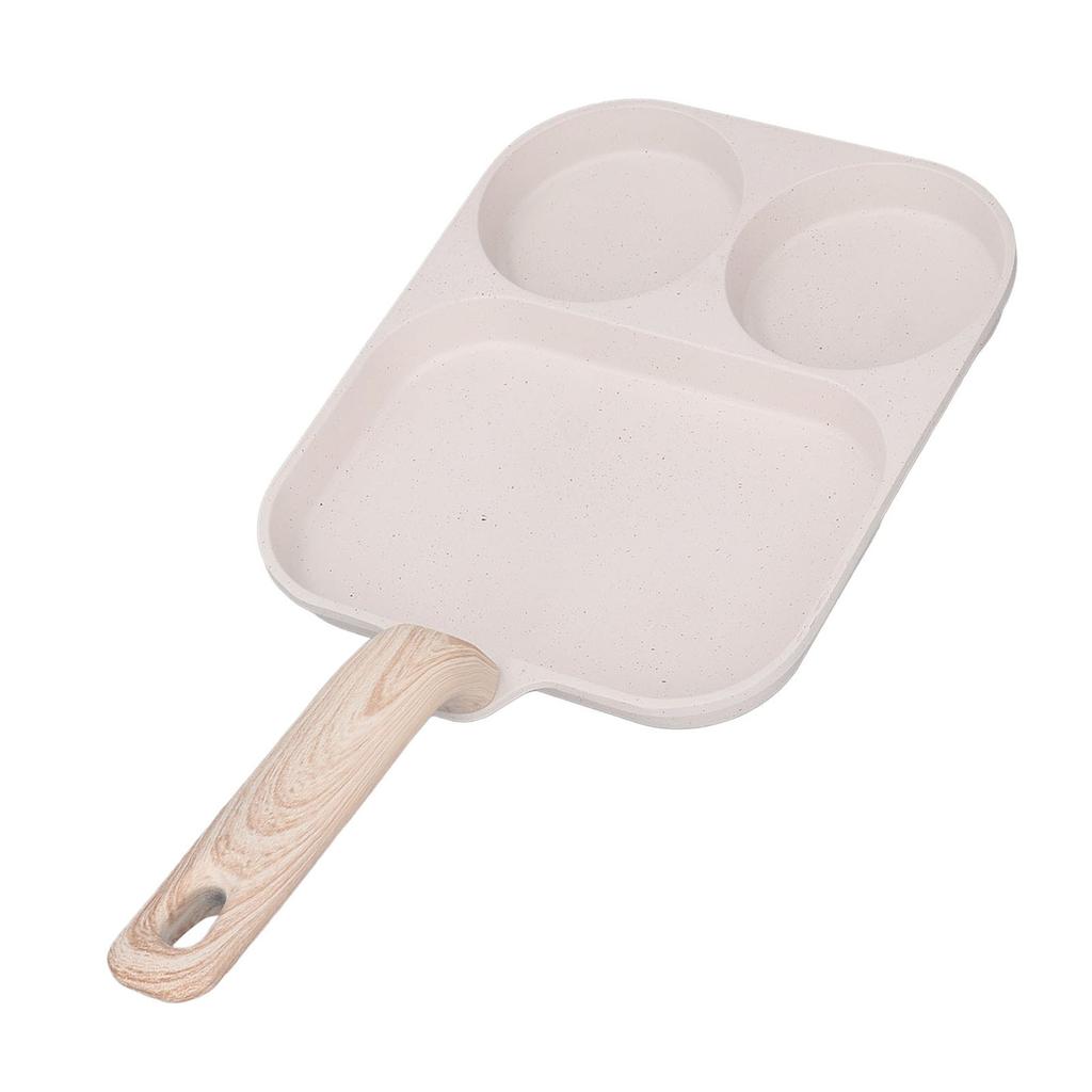 Nonstick Egg Pan Egg Frying Pan 3 Section Square Grill Pan for Breakfast Gas Stove Induction Cooker