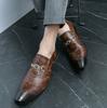 New Large-Sized British Chelsea Crocodile Print Pointed-Toe Leather Shoes Men'S Casual Hairstylist Trendy Shoes M129