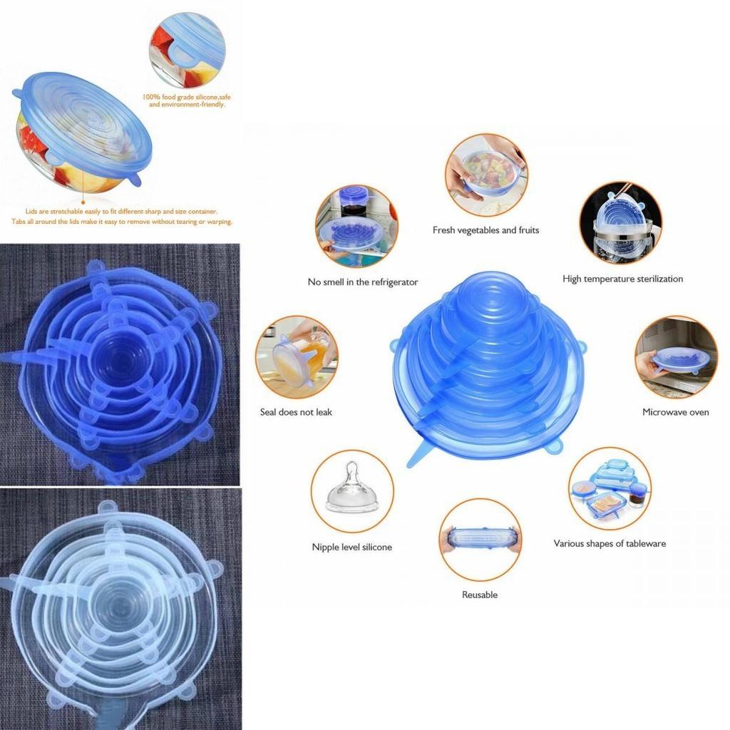 Source European Standard Silicone Six-piece Set Fresh-keeping Cover Stretch Bowl Cover Refrigerator Microwave Seal Fresh-keeping Film