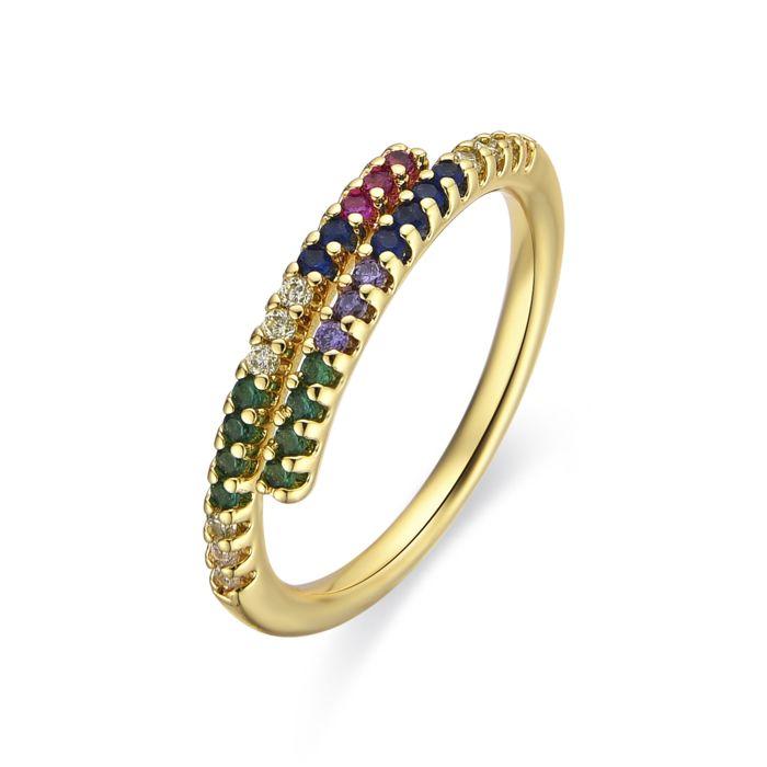 Bague - LUXENTER - Tazel - Zircone multicolore - Or 18 carats - 4,5 mm