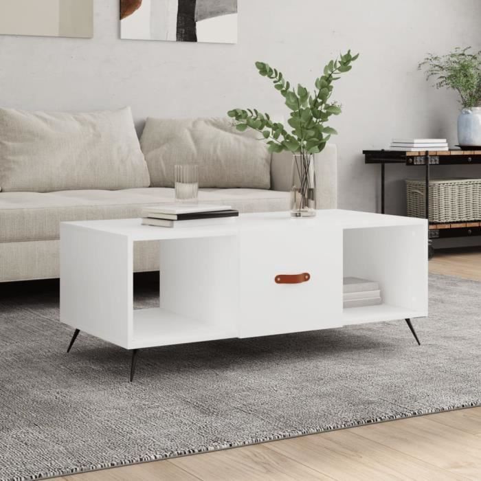 VidaXL Table basse blanc 102x50x40 cm bois d'ingénierie 829268