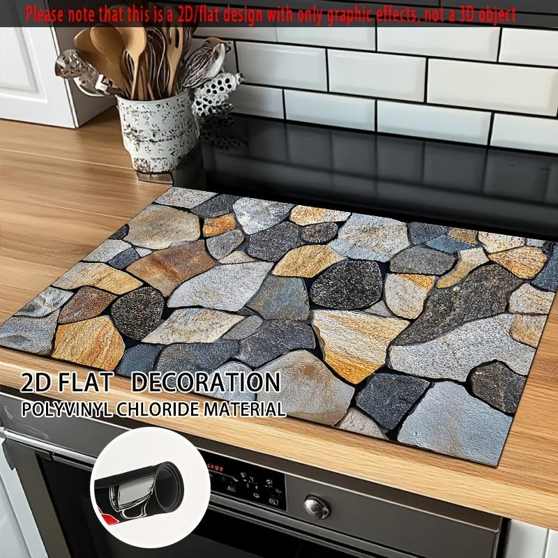 1Pcs Rubber Drying Mat With  Stone Pattern Print For Coffee Shop Restaurant Kitchen Carpet Tableware Durable Diatom Mud Table Mat Pet Mat Coffeeware