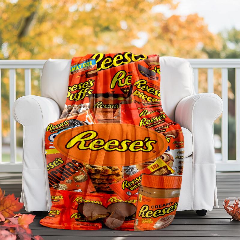 Reese‘S Peanut Flannel Blanket Soft All-Season Throw, Design for Camping, Car Travel, Hiking Sofa, Bed, Office Perfect Gift for Parties