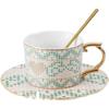 European Palace Style Mosaic Gold Coffee Cup with Spoon Small Luxury Afternoon Tea Ceramic Cup and Saucer Set