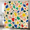 1 Piece Modern Color Mosaic Pattern Shower Curtain, Bathroom Decorative Shower Curtain, Waterproof Shower Curtain with Hooks