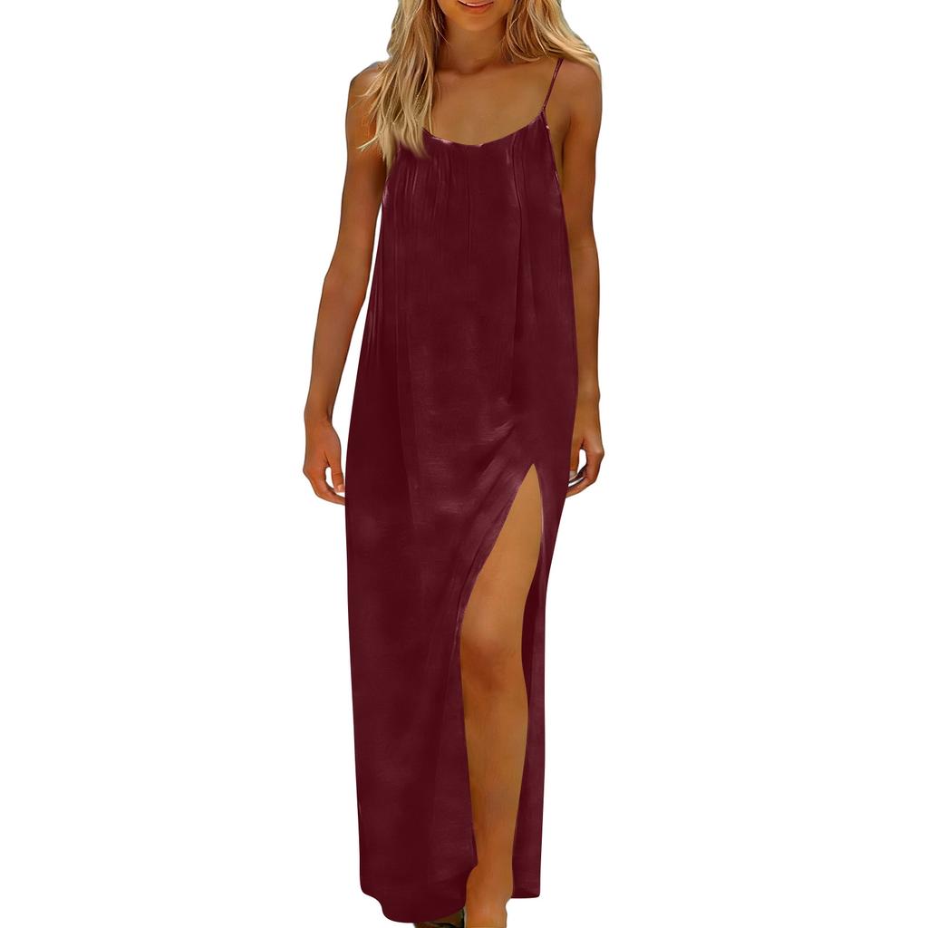 Women's Backless Strapless Dresses, Backless Loungewear Dress, Sleeveless, House Dress, Long Dress With Back Bow