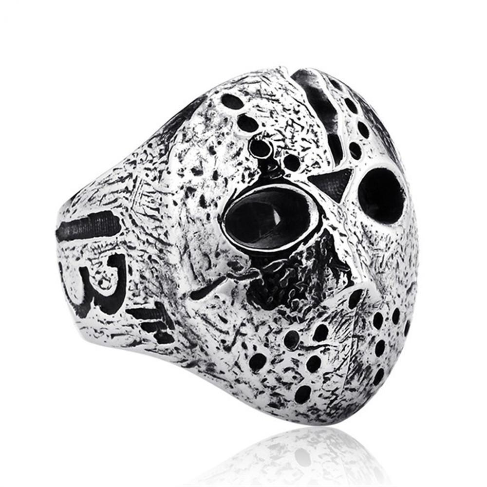 European and American Retro Men's Rings, Trendy Men's Domineering Pattern Mask Rings