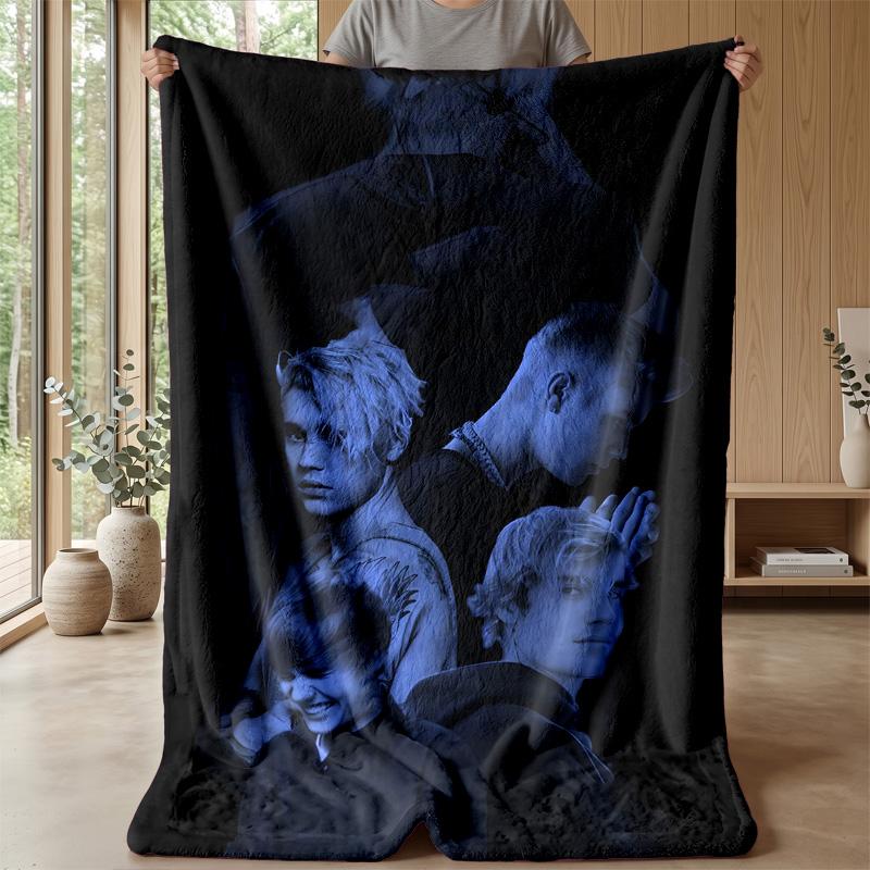 Justin BieberPrinted Flannel Blanket Cozy Skin-Friendly Warm Throw for Couch Bed Indoor Daily Use