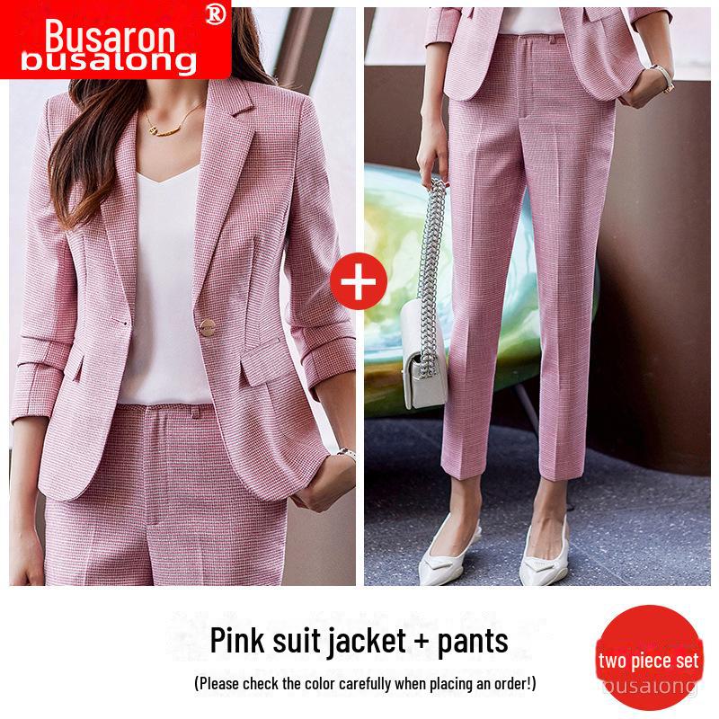 Busaron Women's Long-Sleeve Professional Suit and Trousers for Interviews and Sales Work