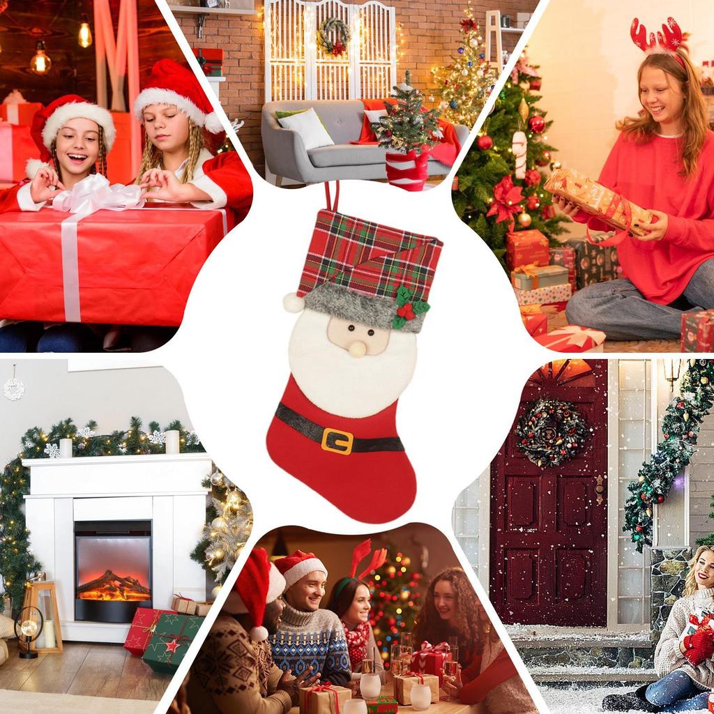 Stockings For Christmas 18.5 Inch Cute Stockings With 3D Pattern Reusable Christmas Goodie Bags For Kids Adults Candy Small Toys