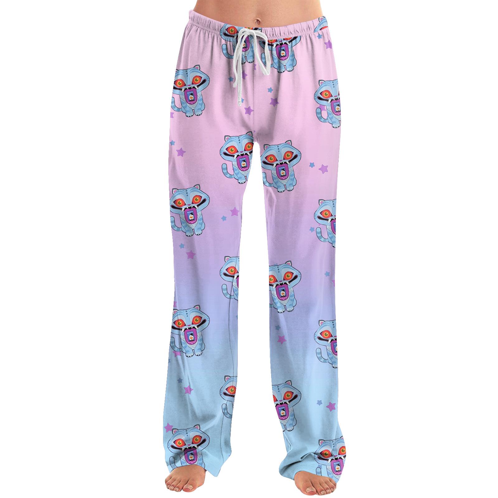 

Женские пижамные штаны, одежда для сна, повседневные брюки с эластичной резинкой на талии, удобные прямые свободные брюки для йоги L розовый