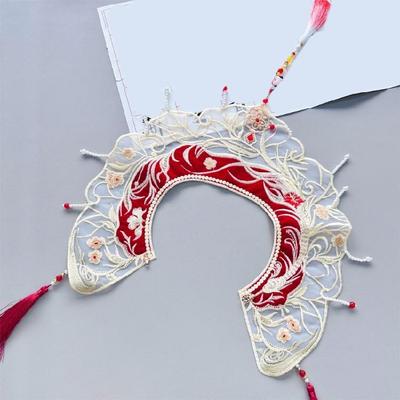 Girls Chinese Embroidered False Collar Traditional Hanfu Floral Cloud Shoulder