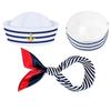 Dressing Up Sailor Ship Cap Navy Blue Scarf Sailor Hat Fashion Yacht Captain Hat  Men Women