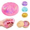 Yousheng 1/4Pcs Clear Glitter Dumpling Squeeze Toy, Soft Steamed Bun Stress Relief Toy, Hand Exercise Relaxation Tool for Kids Adults
