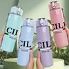 1PC Sicilia Italy Letter Logo 750ml Color Plastic Sports Water Bottle Leakproof Flip Straw Lid Suitable for Sports Office Home Use