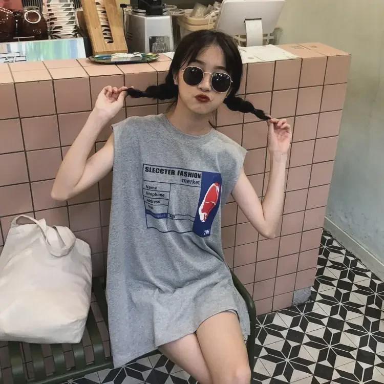 2024 Summer Korean Split-Back Sleeveless Loose Women's T-Shirt Top
