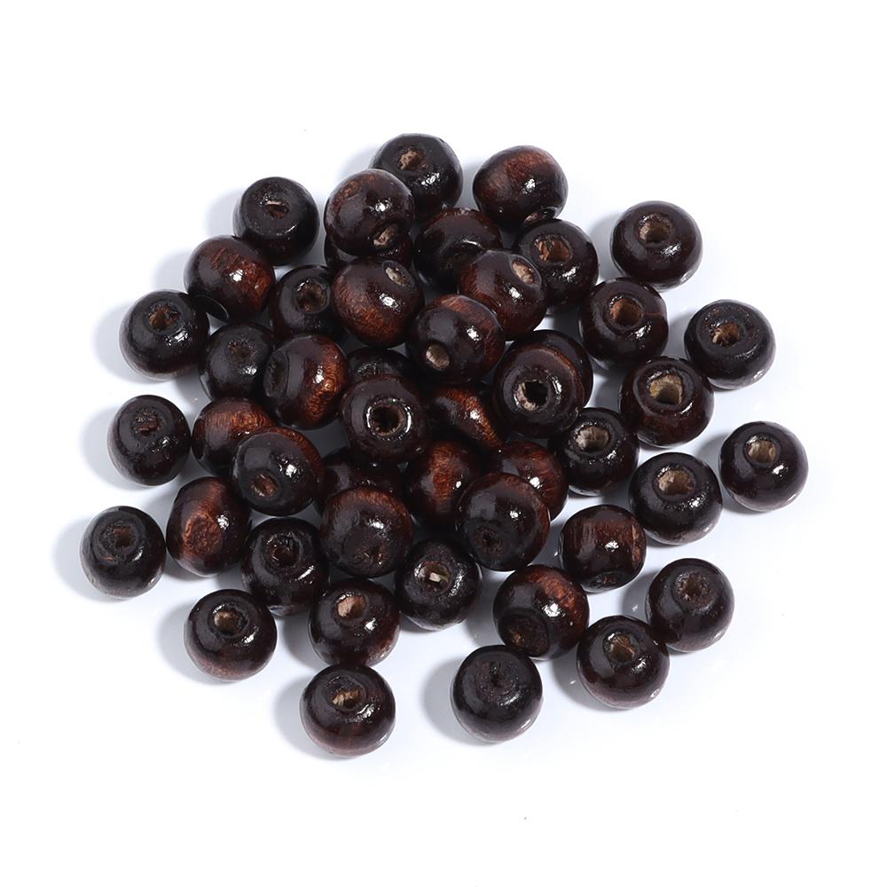 40-500pcs/lot Natural Wooden Beads Multisize Dark Brown Large Hole Loose Wood Bead for Jewelry Making DIY Bracelets Accessories