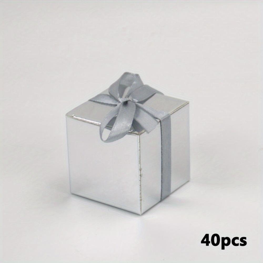 

40 шт. Маленькие золотые подарочные коробки с ленточными подарочными коробками, бумажные подарочные коробки, коробки для конфет, коробки для сладостей, квадратные бумажные коробки для свадебного девичника 40pcs серебряный