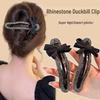 2025 Rhinestone Bow Duckbill Hair Clip - Elegant and Simple Hair Accessory