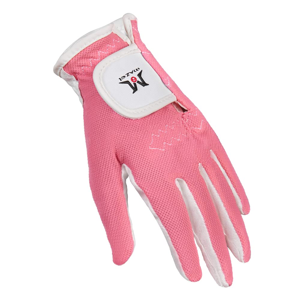 MAZEL Golf Gloves for and 1 Set Size Kids, Juniors, Children, Double-Handed, (Pink, Small)