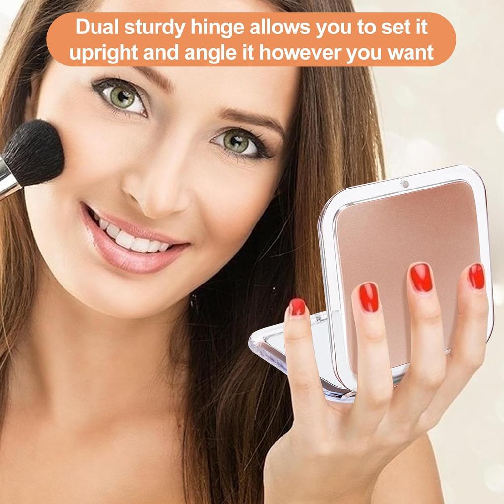 Travel Folding Pocket Makeup Mirror,  Portable Vanity Compact Cosmetic Mirror with 30X Magnifying Essentials Present for Girls