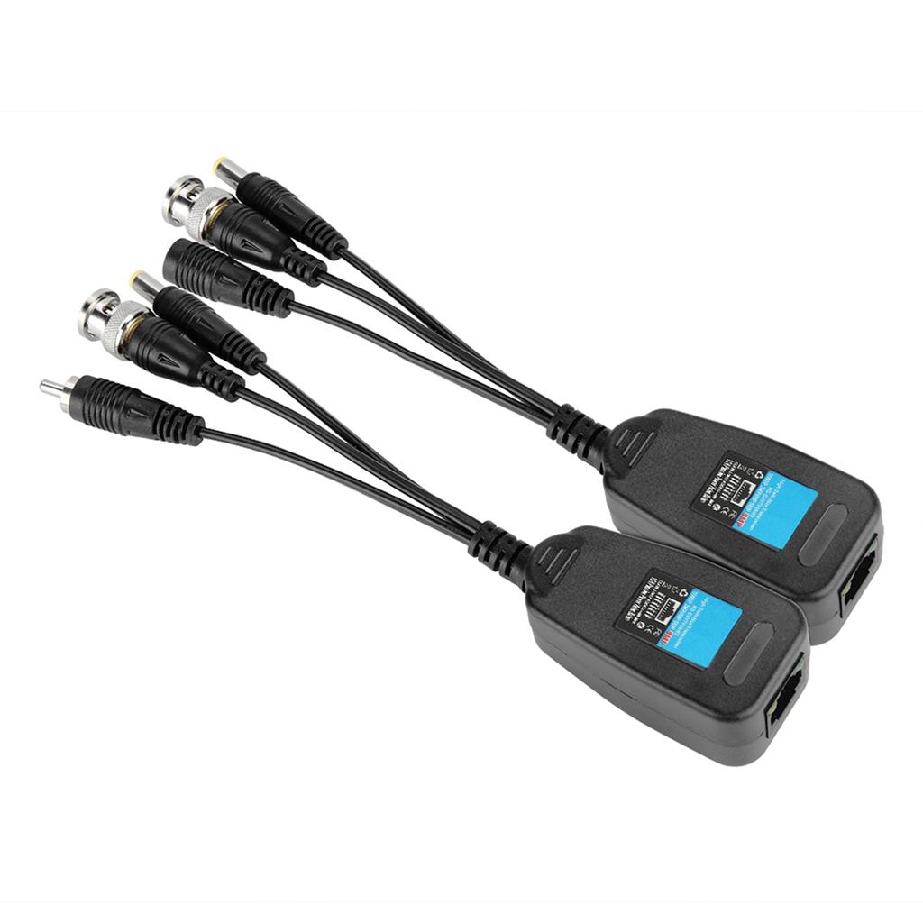 2Pcs HD CVI TVI AHD Passive Power Video Audio Balun Transceiver