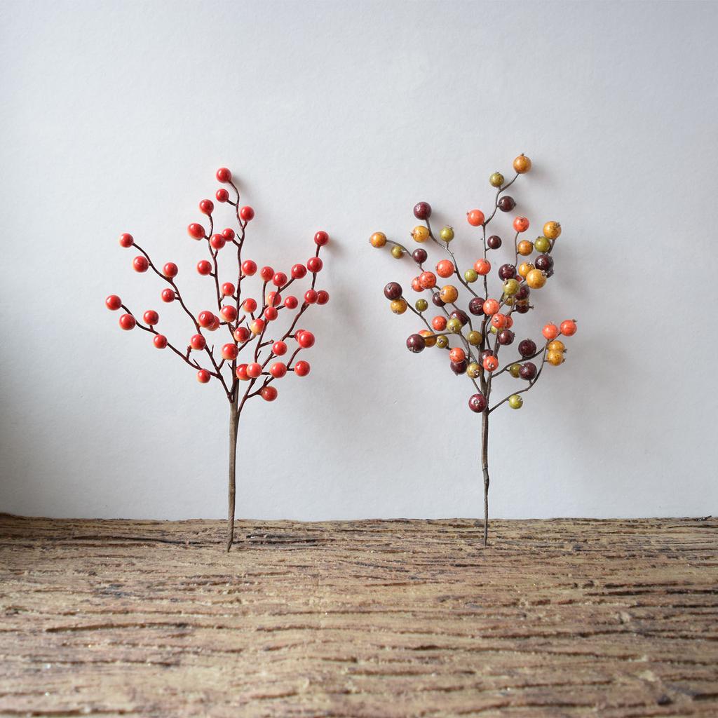 35cm Artificial Red Berry Branch Gradient Red Faux Fruit Stem for Home Decor