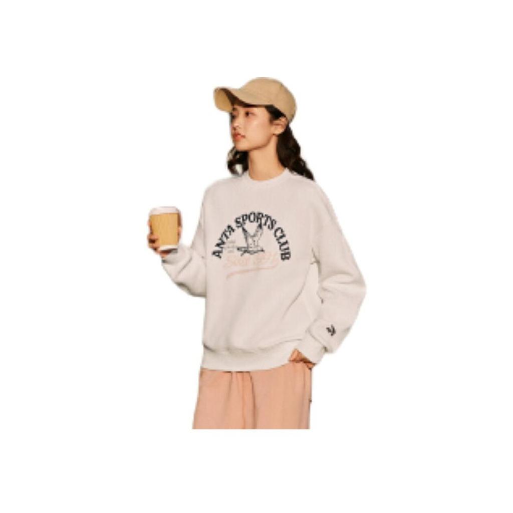 Anta Comfortable Breathable Loose Sweatshirt Women Tops Warm-Jade-White 162518703S-1
